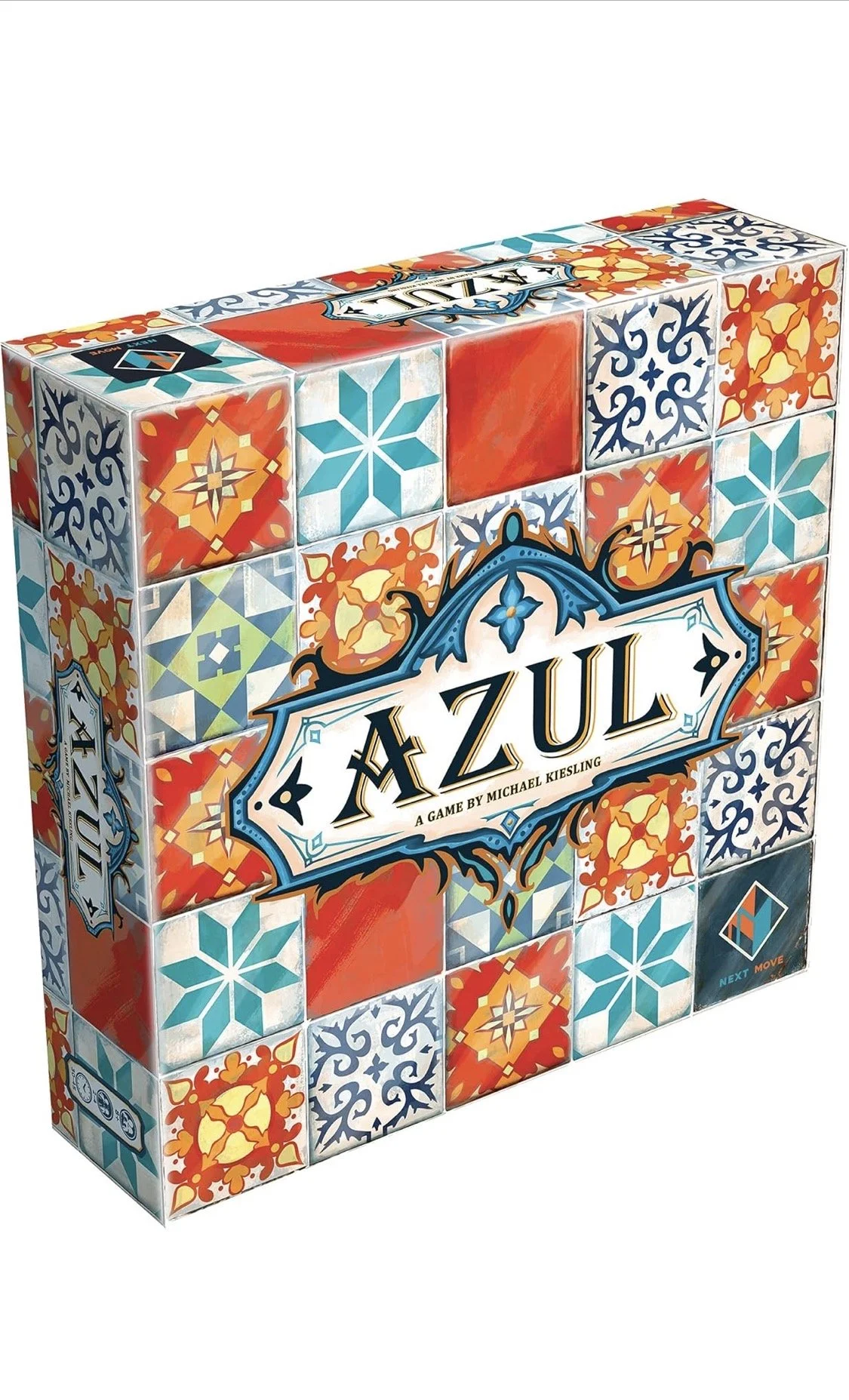 Azul tile-laying strategy board game with colorful patterned box design