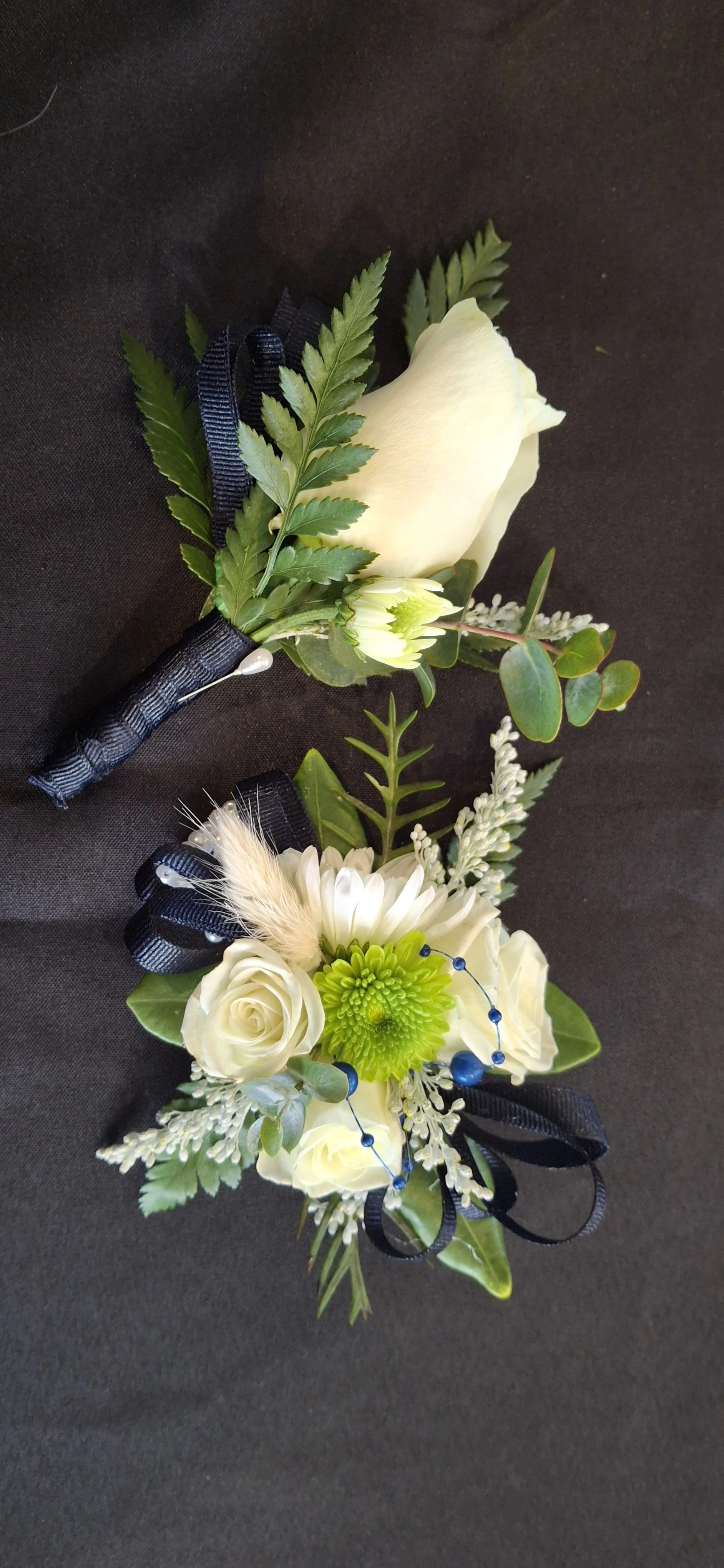 white rose wristlet & buttonhole
