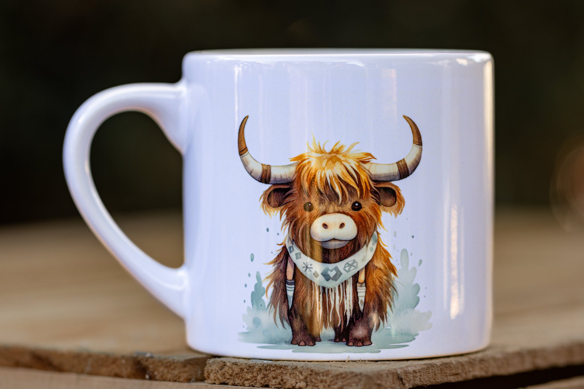 Kids Highland Bull mug left