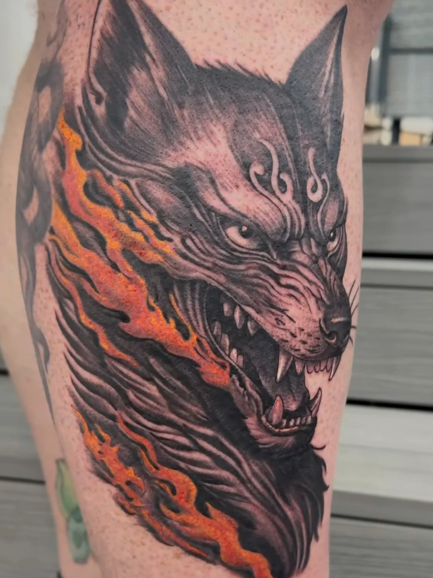 Wolf with some colour by @zk_tattoo