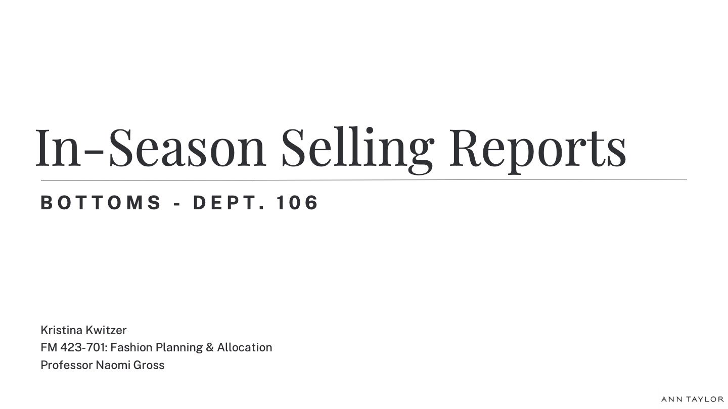 In-Season Selling Report Presentation