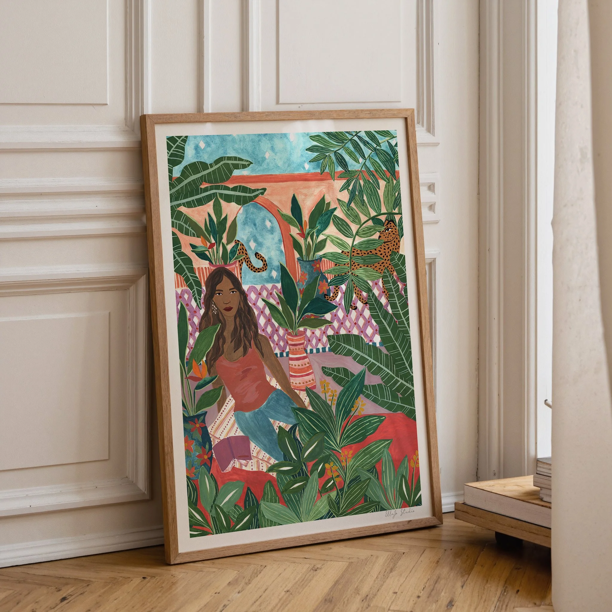 Lady and Leopards Leaning Frame.jpg