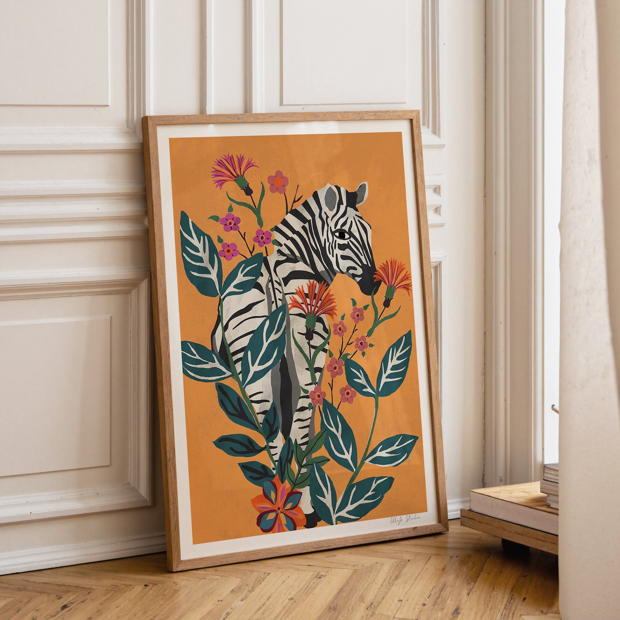 Jungle Zebra Leaning Frame.jpg