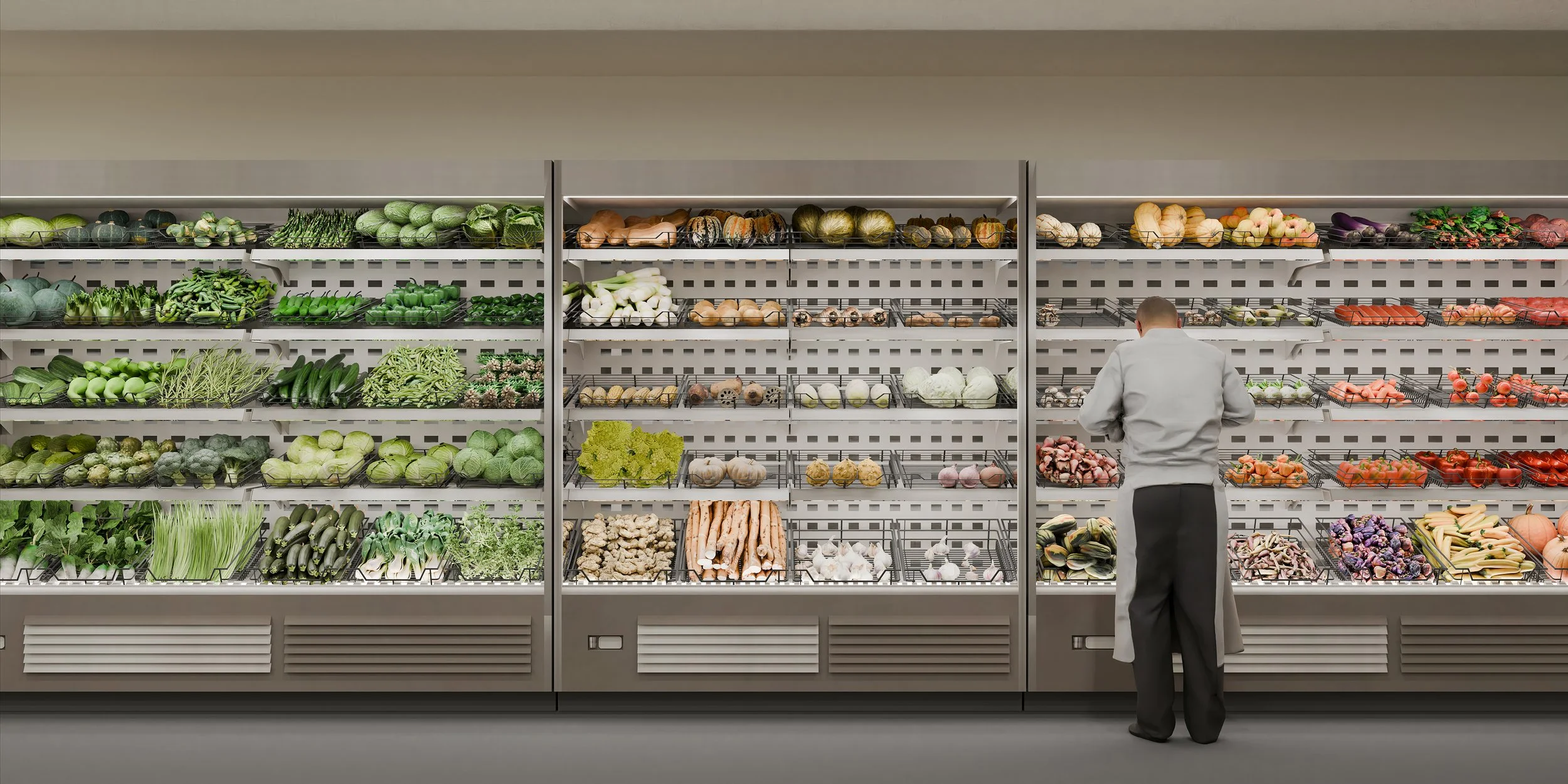 Supermarket: Vegetables, 2025,
3d model, archival inkjet print on canvas,
72 x 36 inches, 183 x 91.5 cm,
Edition 1 of 1