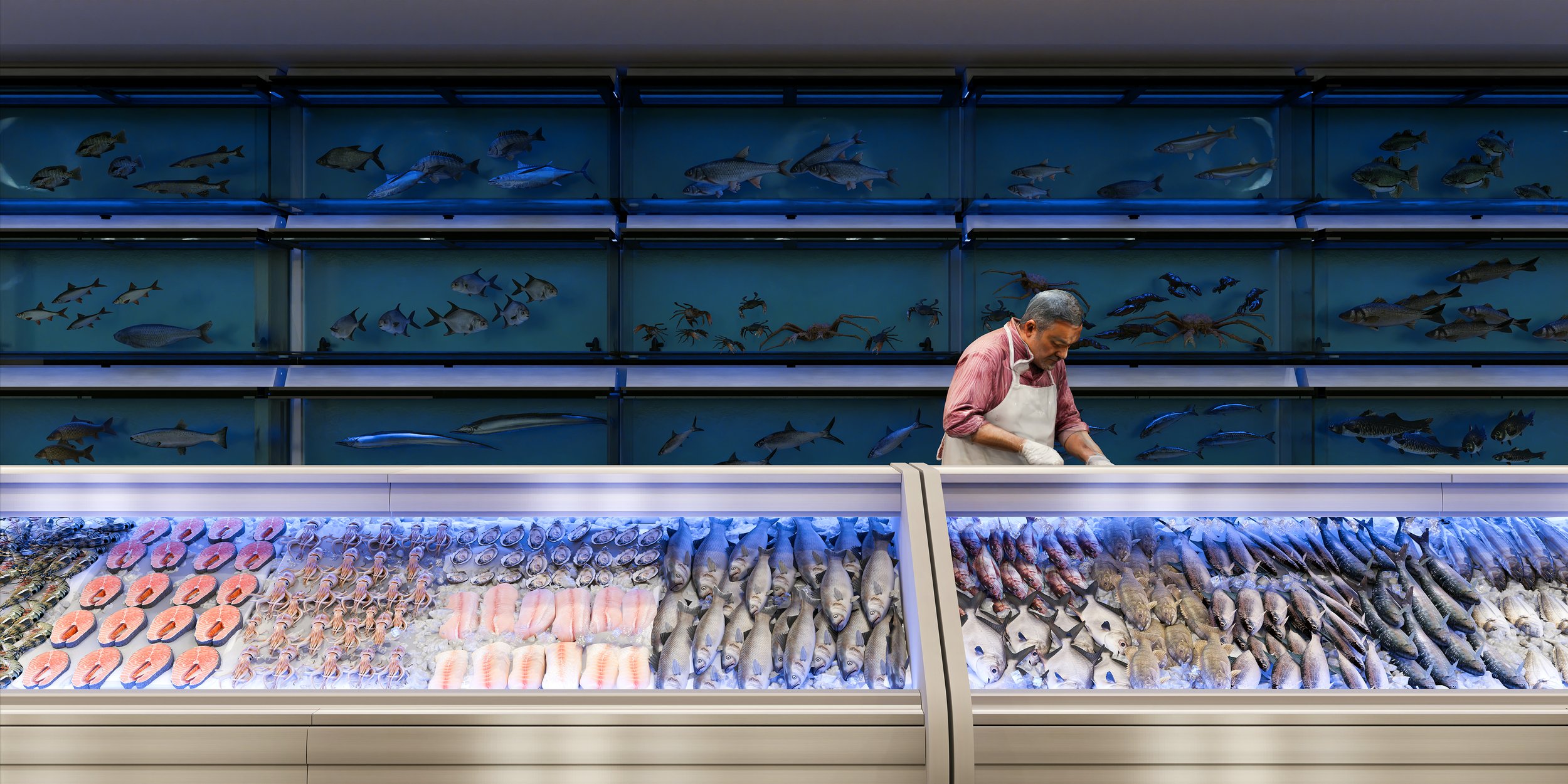 Supermarket: Seafood, 2025,
3d model, archival inkjet print on canvas,
72 x 36 inches, 183 x 91.5 cm,
Edition 1 of 1