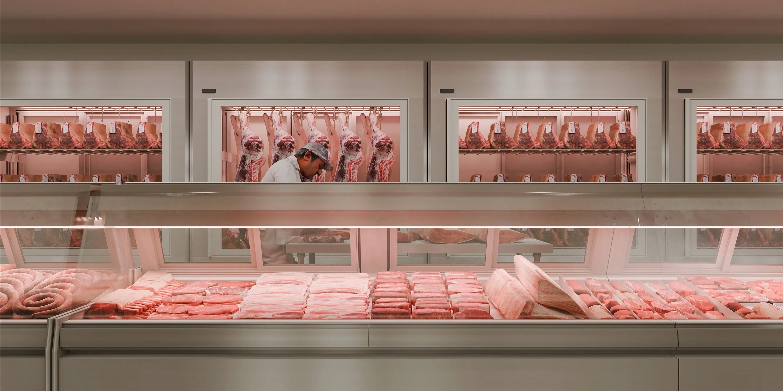 Supermarket: Meats, 2025,
3d model, archival inkjet print on canvas,
72 x 36 inches, 183 x 91.5 cm,
Edition 1 of 1