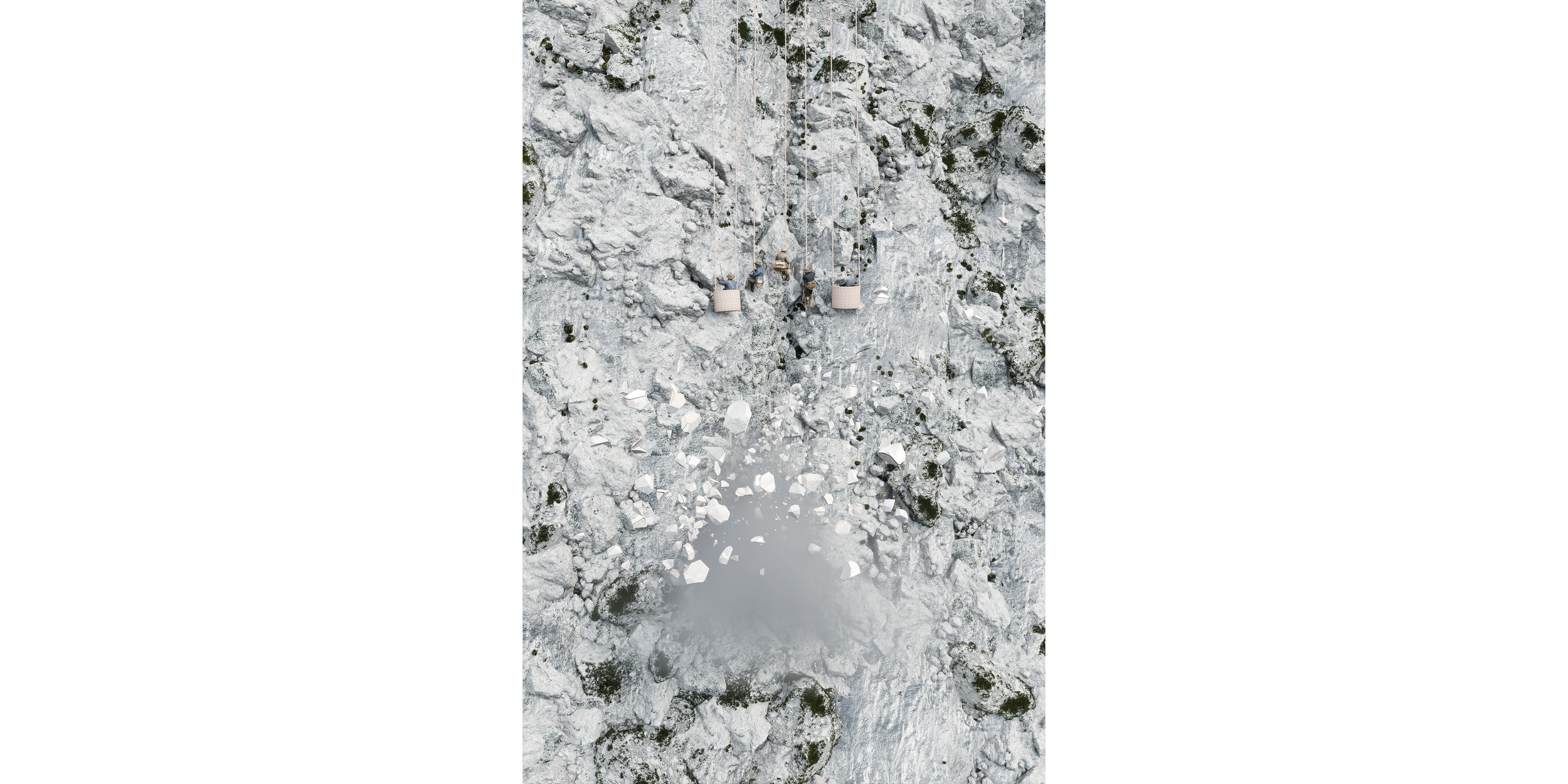 Train Dreams: Explode #2, 2025,
3d model, archival inkjet print on luster photo paper,
24 x 36 inches, 61 x 91.5 cm,
Edition 1 of 1