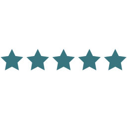 Five blue stars arranged in a horizontal line.