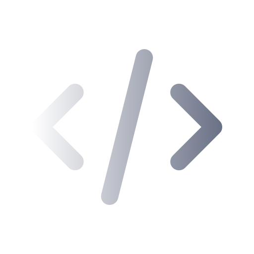 Icon of HTML code symbols with a forward slash in the center, representing coding or programming.