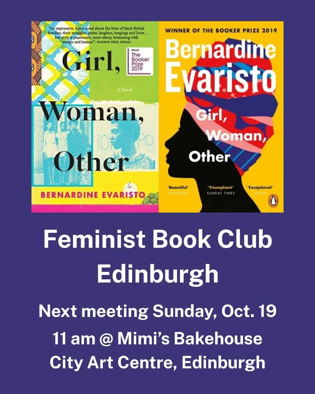 In recognition of Black History Month, our October read is &ldquo;Girl, Woman, Other&rdquo; by Bernardine Evaristo! Through a collection of short stories, Girl, Woman, Other follows the lives and struggles of twelve very different characters. Mostly 