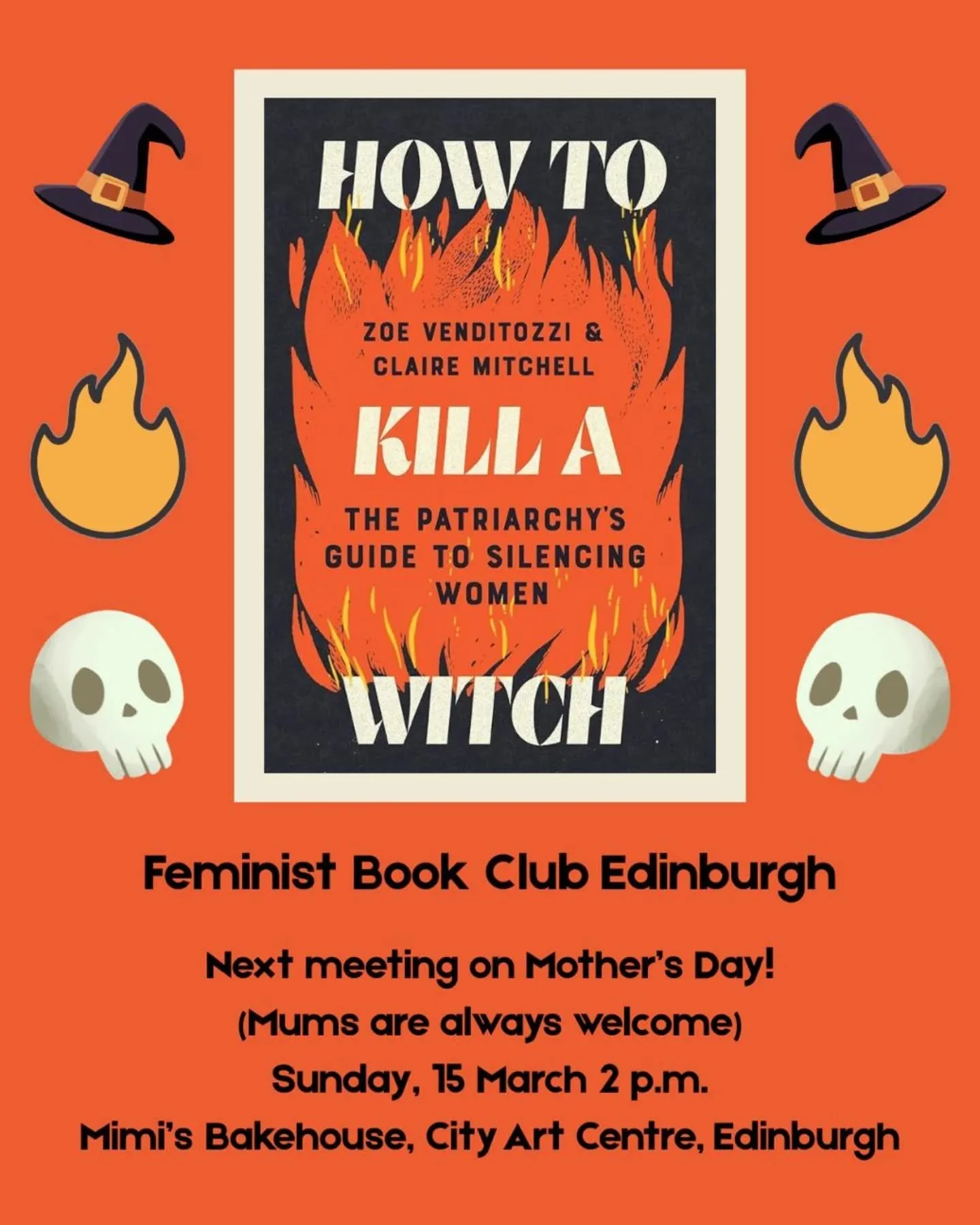 Our next meeting will be at 2:00 pm on Sunday 15 March and we'll be discussing "How to Kill a Witch"! The book is a nonfiction discussion of the process and methods used for trying women as witches in Scotland, written by the podcasters beh