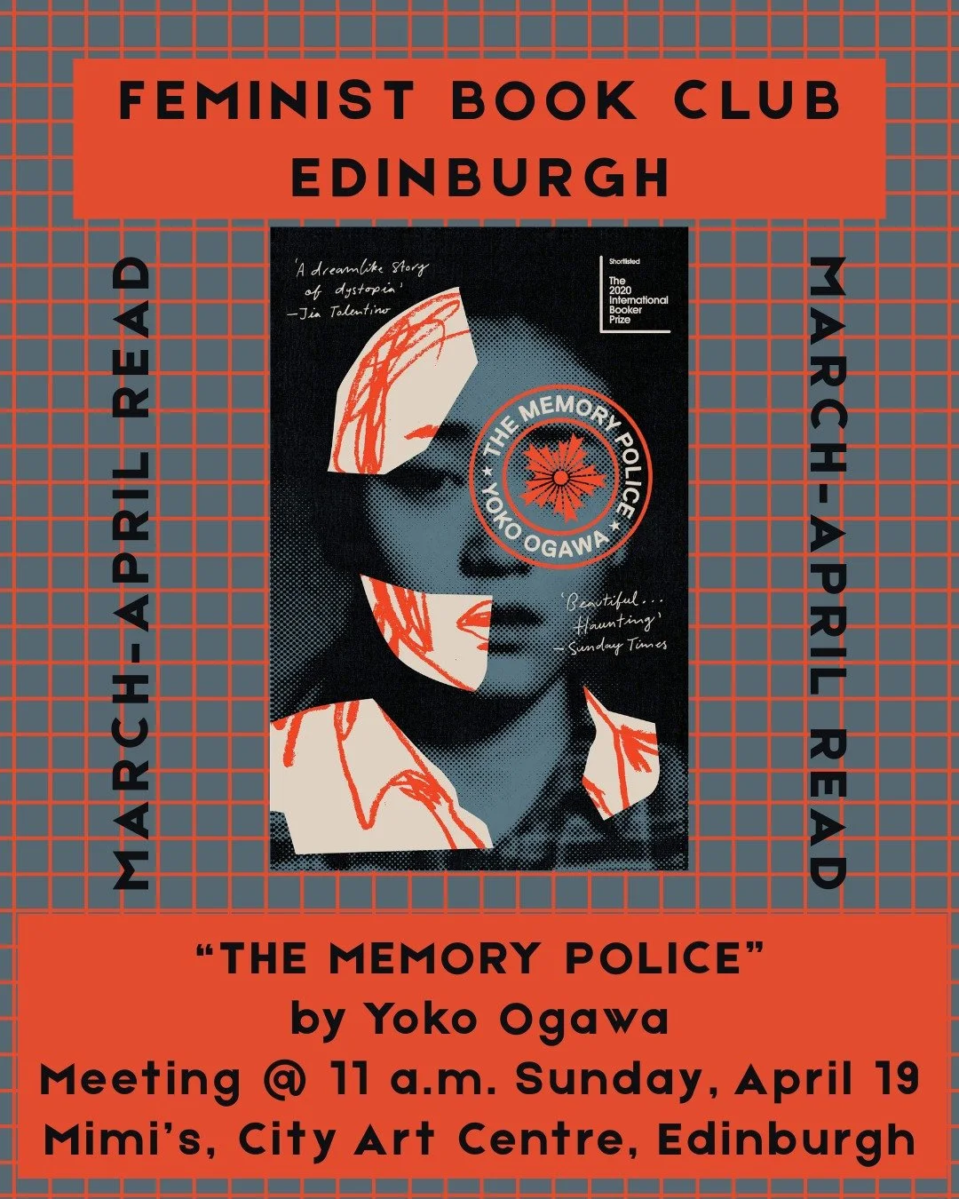 Our read for next month is "The Memory Police" by Yōko Ogawa! This dystopian novel is set on an island where the Memory Police take things away, along with your memories of them. But the narrator&rsquo;s friend doesn&rsquo;t forget, putting