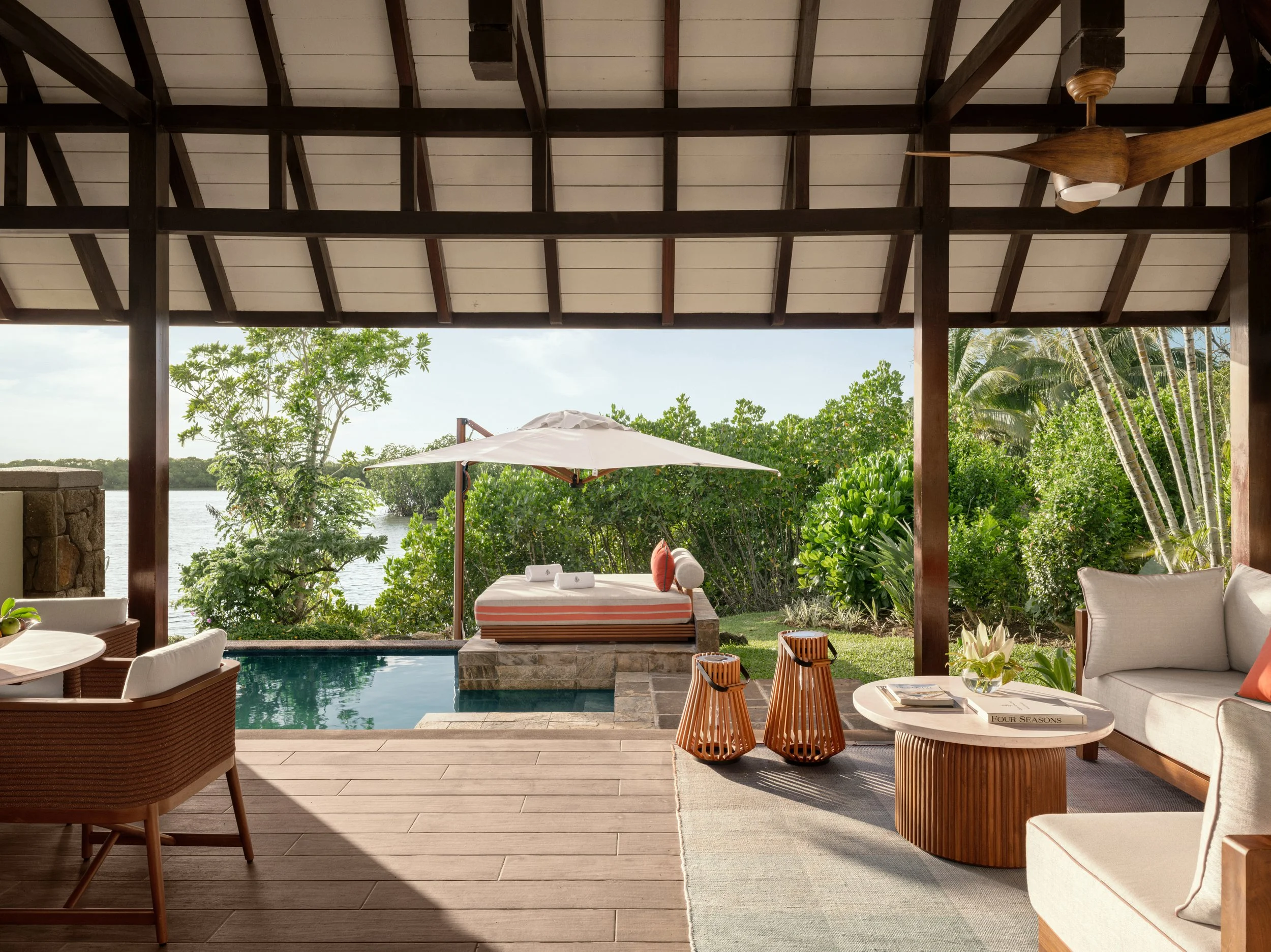 Olivia Adler’s luxury hotel interior styling. Stunning photography by John Athimaritis for Four Seasons Resort Mauritius at Anahita. Interior Design by 1508 London.