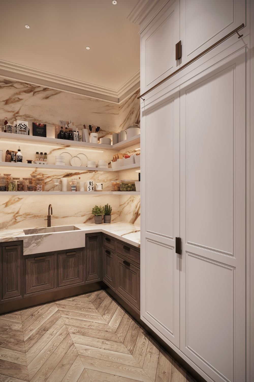 smallbone white marble pantry