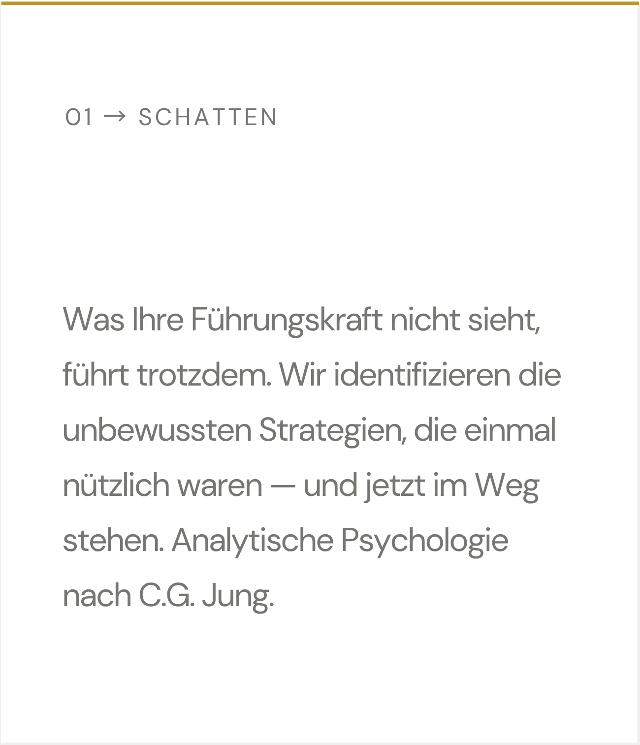 Was Ihre Führungskraft nicht sieht, führt trotzdem. Wir identifizieren die unbewussten Strategien, die einmal nützlich waren — und jetzt im Weg stehen. Analytische Psychologie nach C.G. Jung.