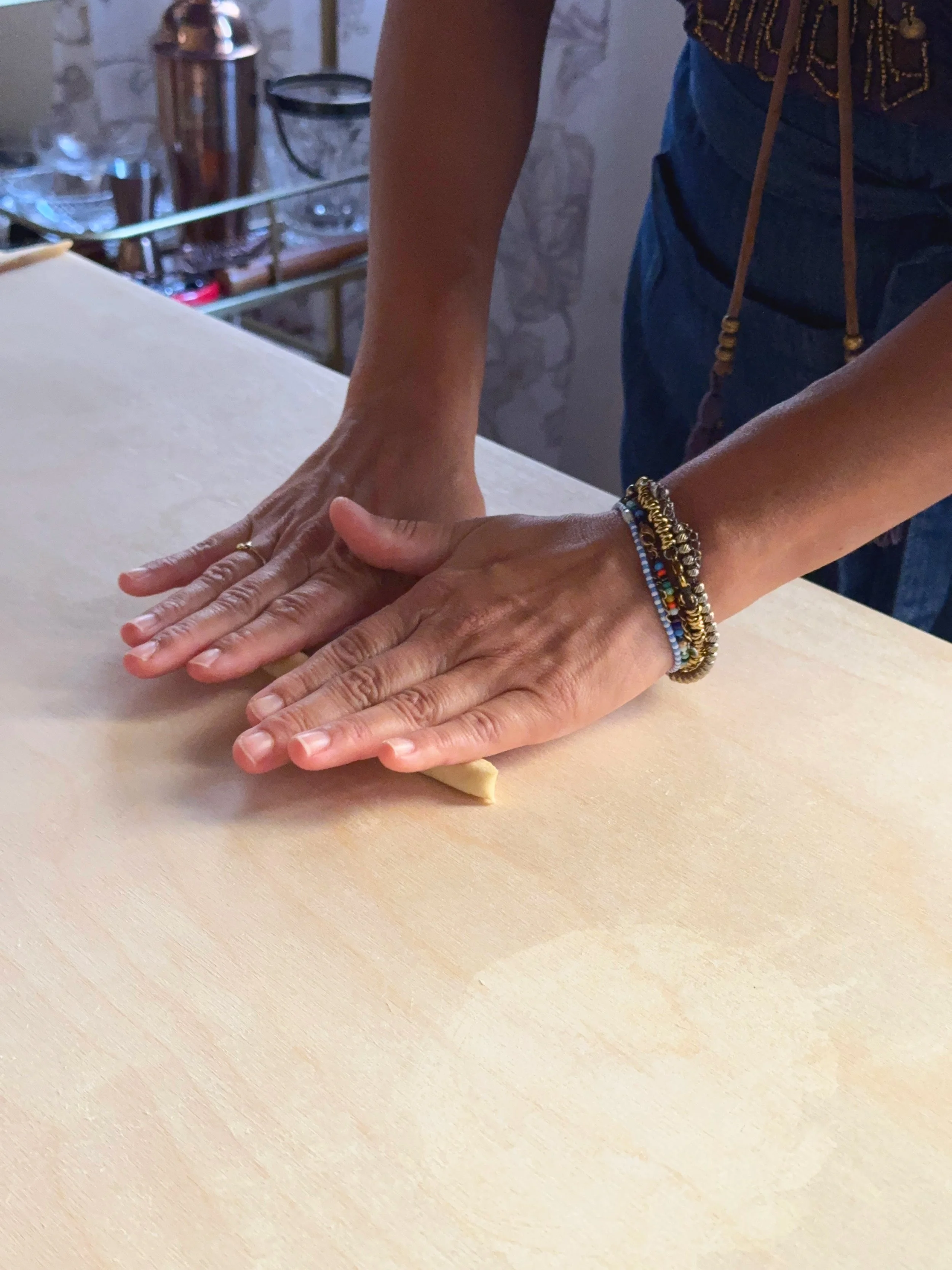 Roll the strips under your hands
