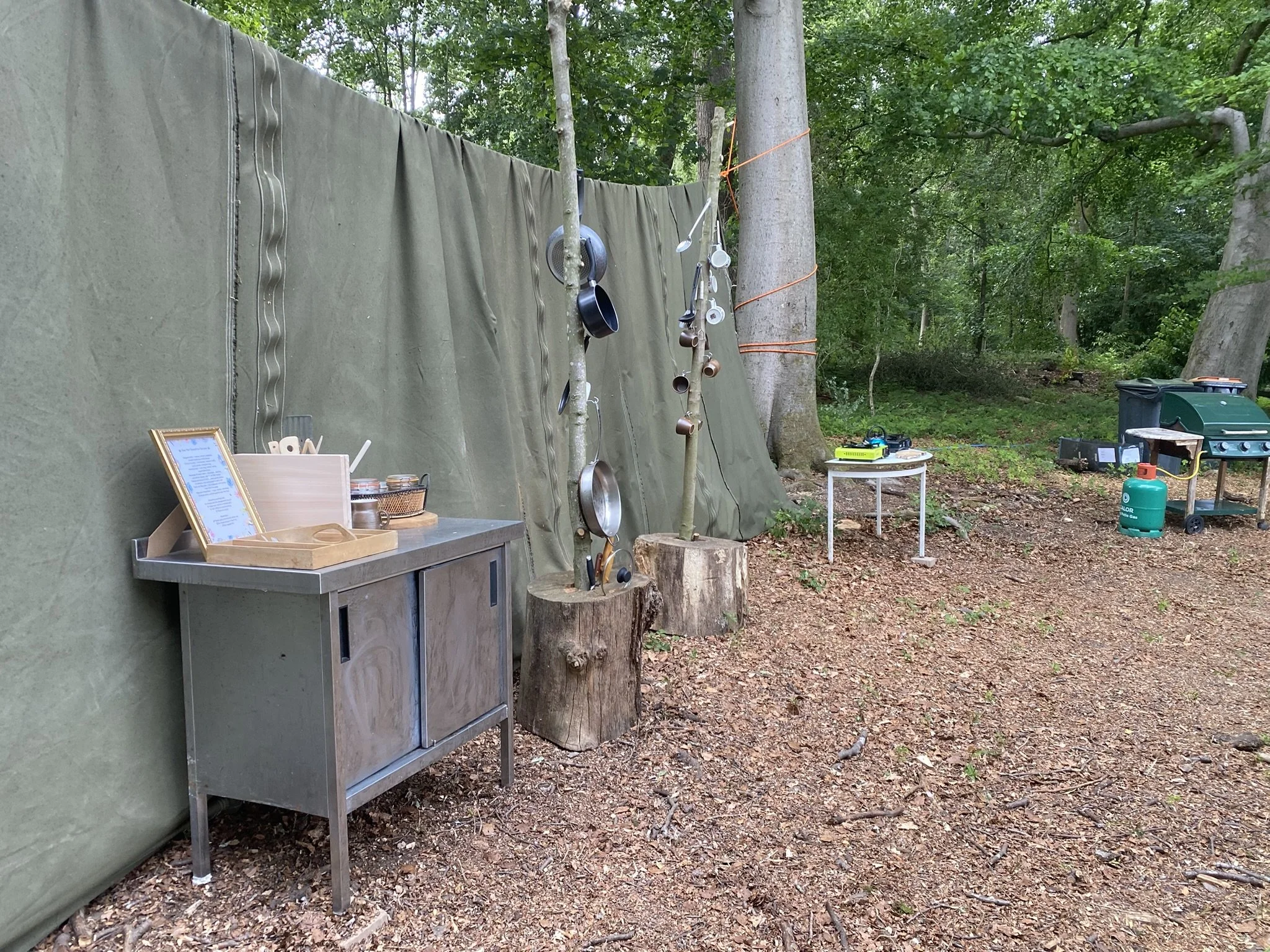 supplies in the field kitchen at The Grove