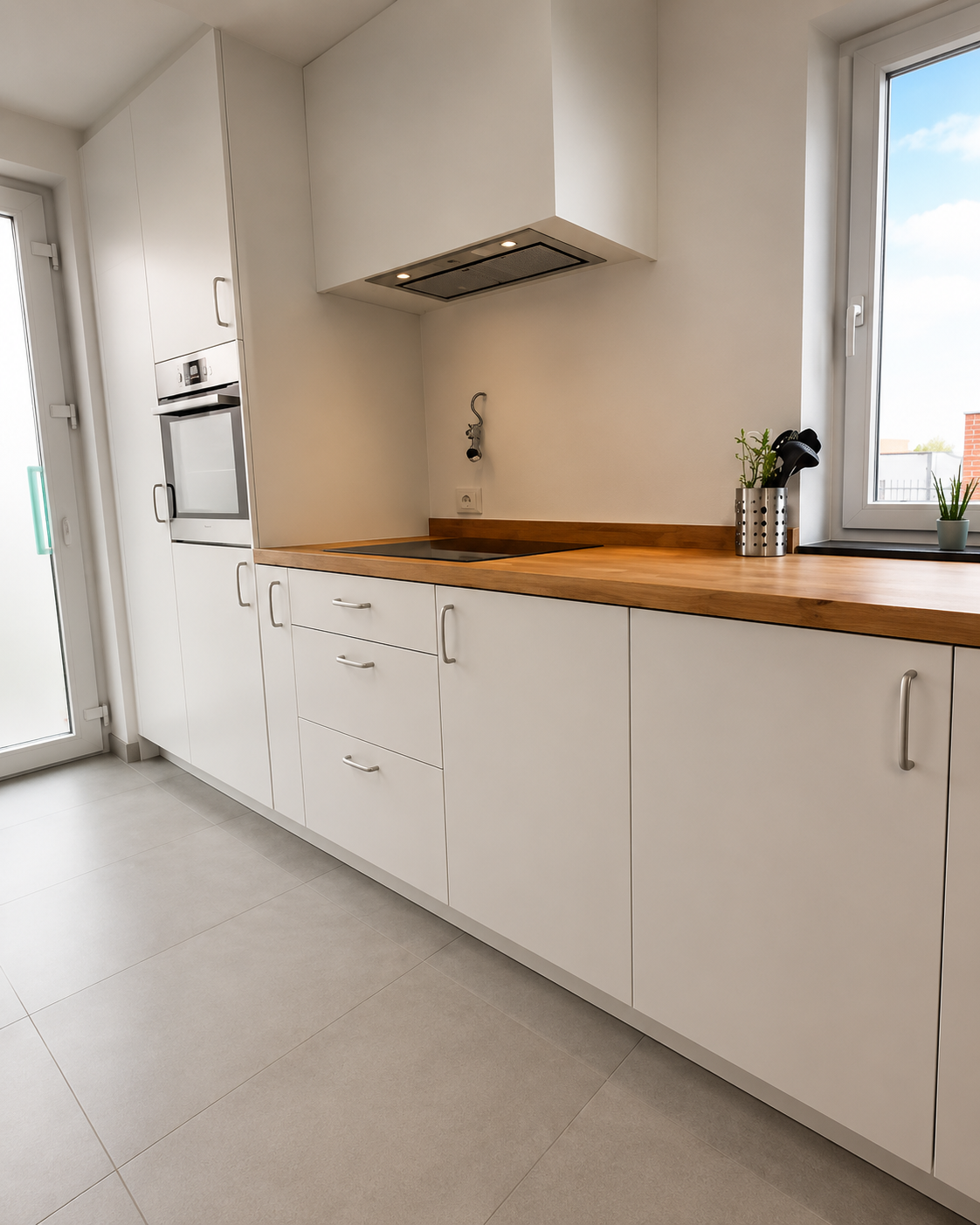 Een keuken op maat met massief werkblad in Regio Beernem