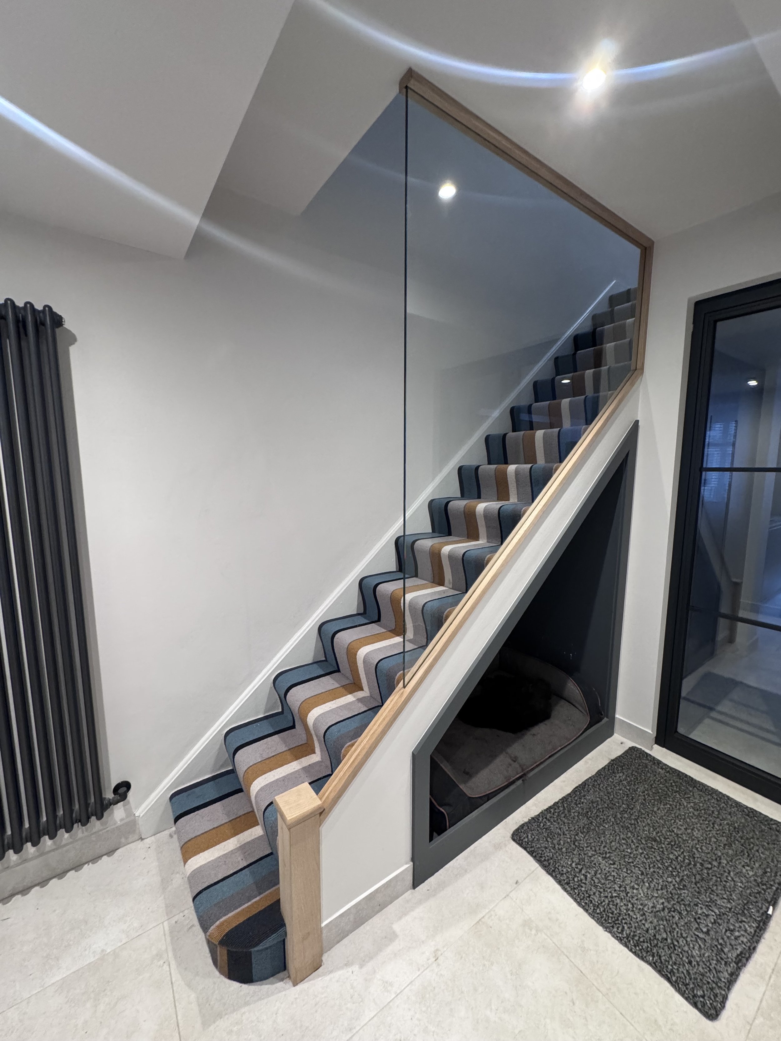 Bespoke Internal Glass Balustrades with Oak Surround – Thames Ditton