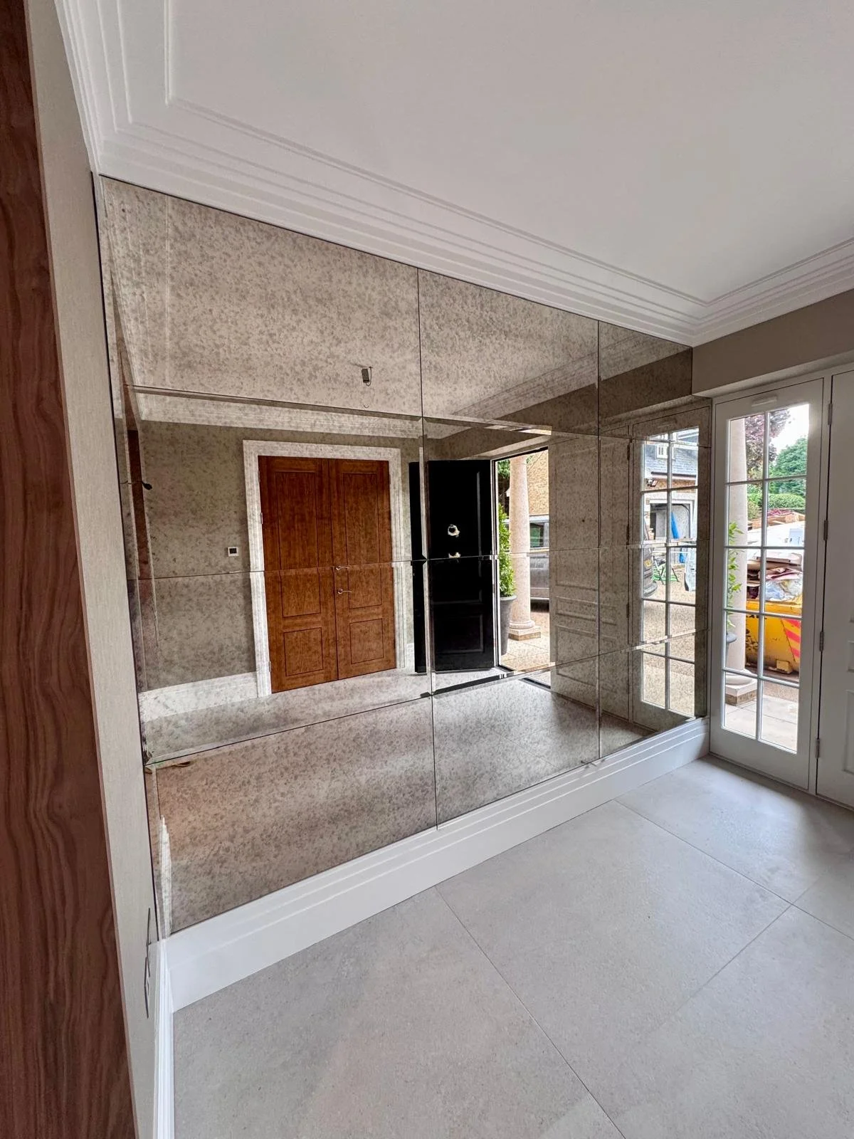 Bevelled Antique Mirror Wall Installation in Hersham, Walton-on-Thames 25mm Bevel Italian Antique Mirror | Specialist Supply &amp; Fit