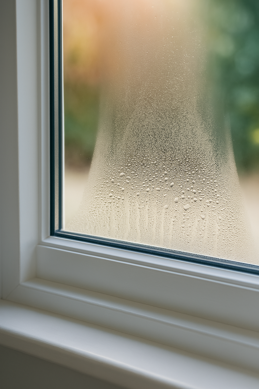 Blown double-glazed sealed unit showing condensation between panes due to failed perimeter seal