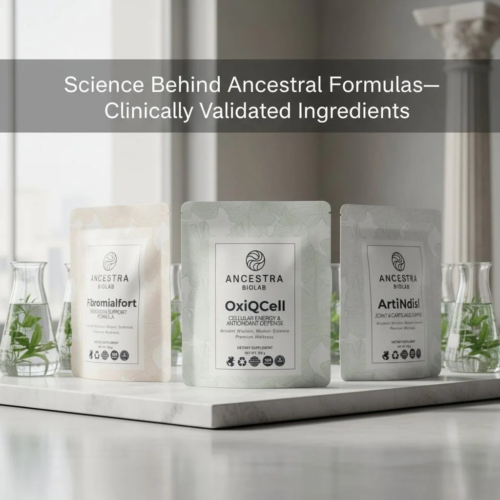 Why trust ancient wisdom with modern science?

At Ancestra Biolab, every supplement is meticulously crafted. Each formula blends time-honored ingredients&mdash;like Boswellia, Lion&rsquo;s Mane, and CoQ10&mdash;with rigorous clinical testing and expe