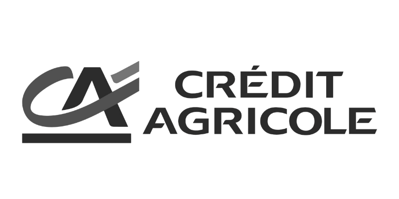 Logo of Crédit Agricole, a financial institution, featuring stylized letters and the company name in bold.