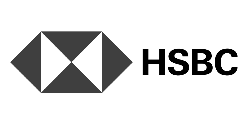 HSBC bank logo with a geometric hexagon symbol and the text 'HSBC' to the right.