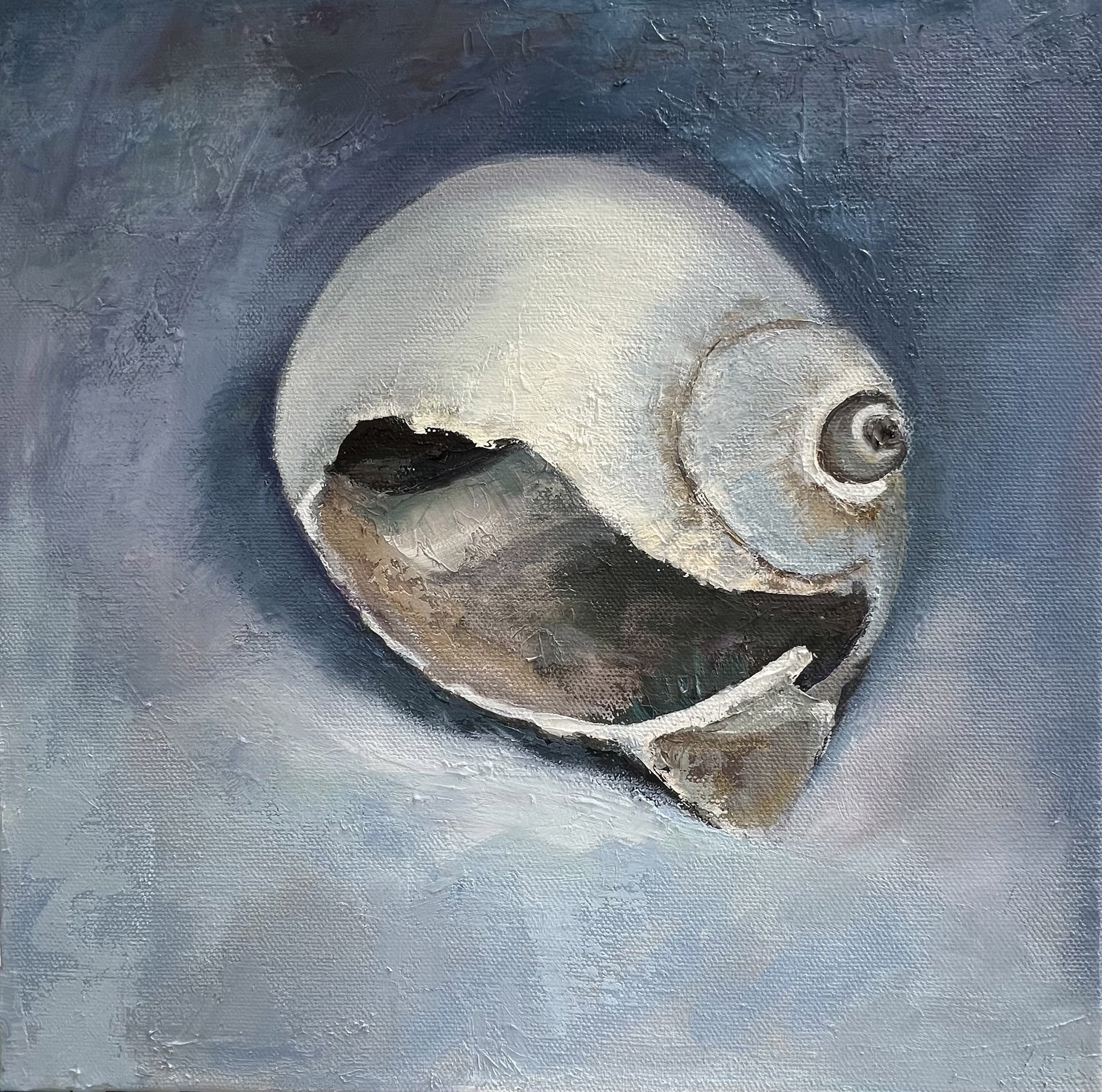 Moonsnail Study Blue, Oil on Canvas, 16"x16" SOLD