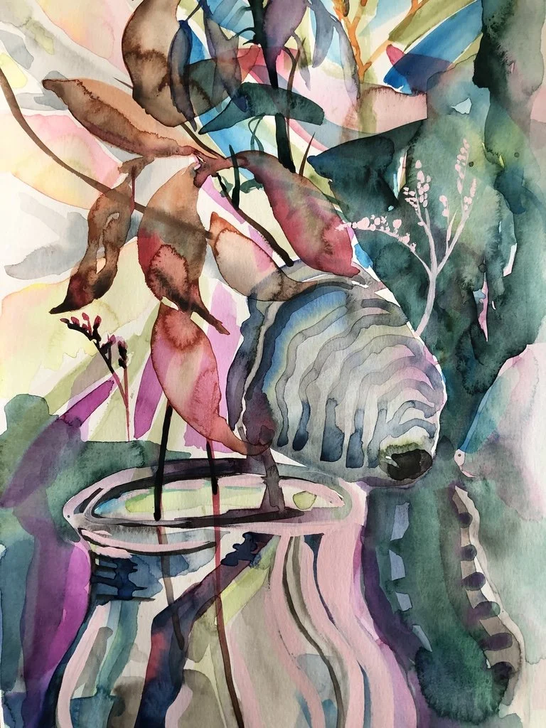 Abstract Still Life, Watercolor on Paper,  12"x18", SOLD