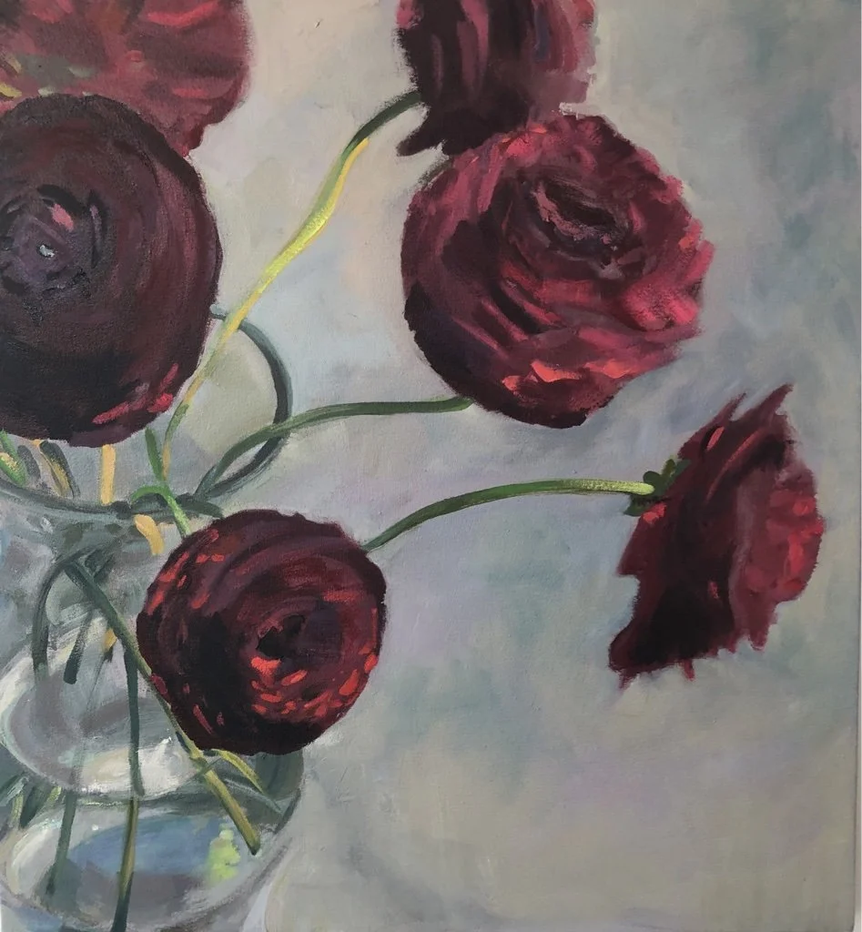 Ranunculus Still Life, Oil on Canvas, 24"x28" SOLD