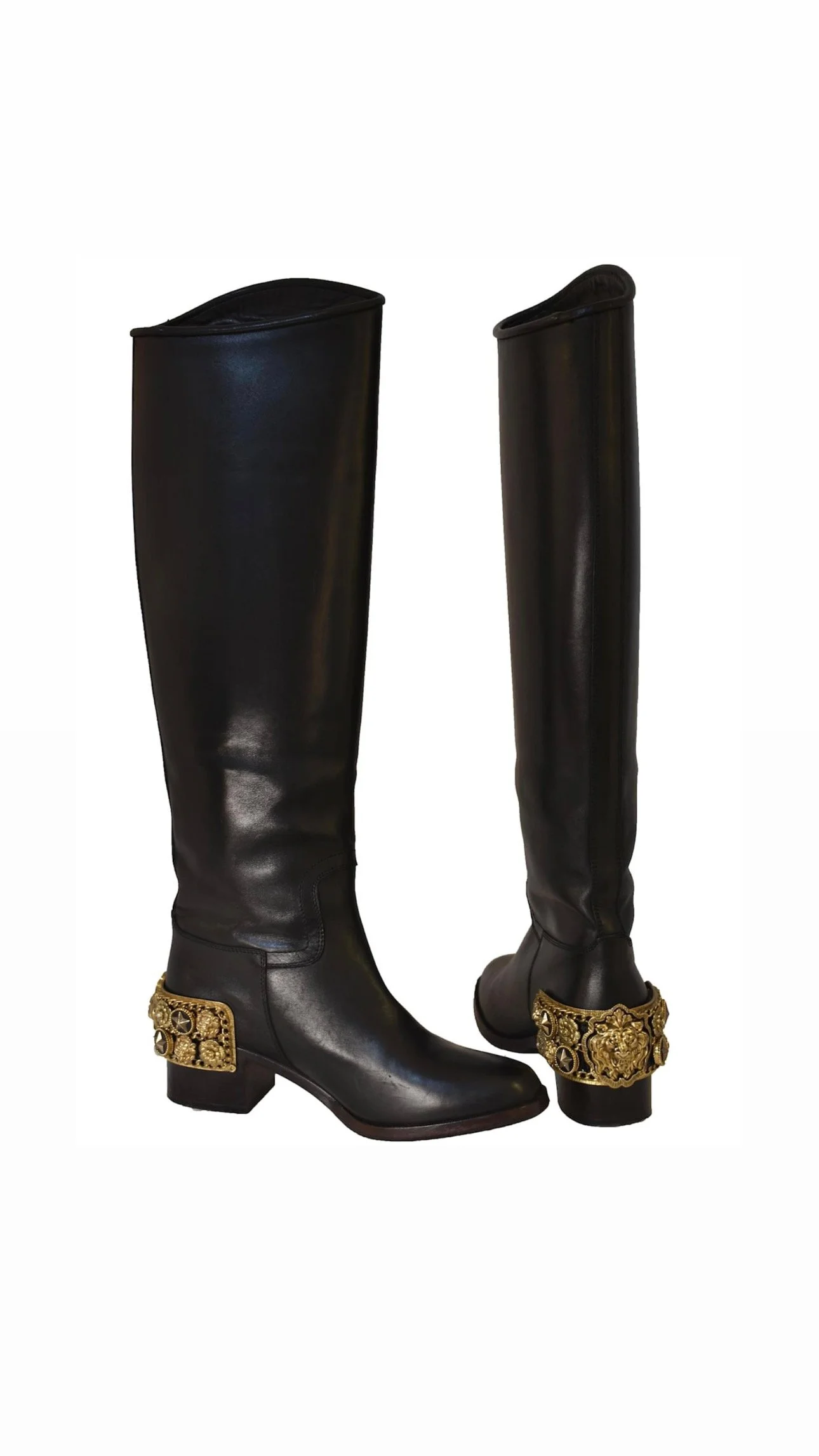 Vintage Chanel Boots with Black Gold hardware