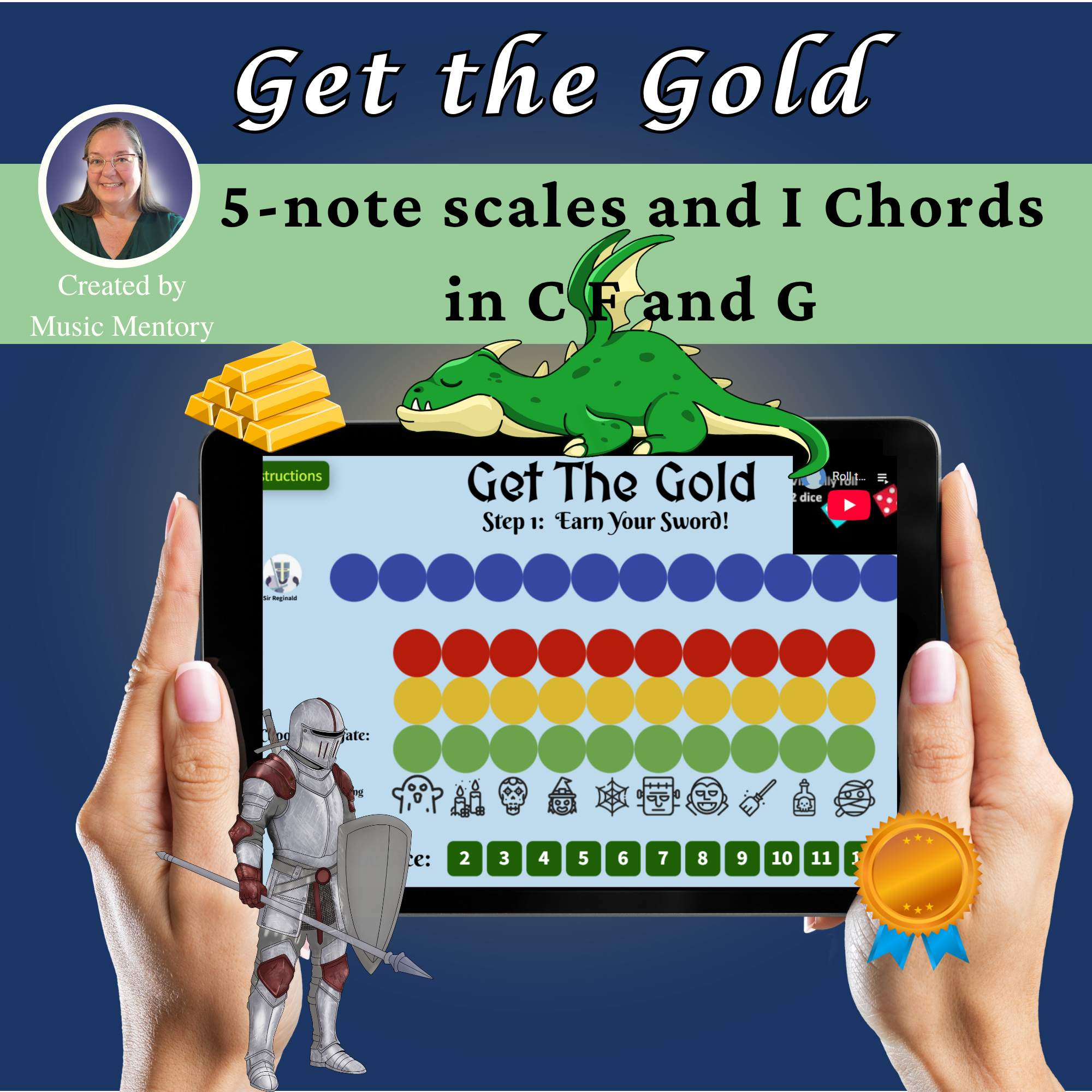 Get the Gold: 5 Note Scales & I Chords in C F and G Major (Group 1 Keys)