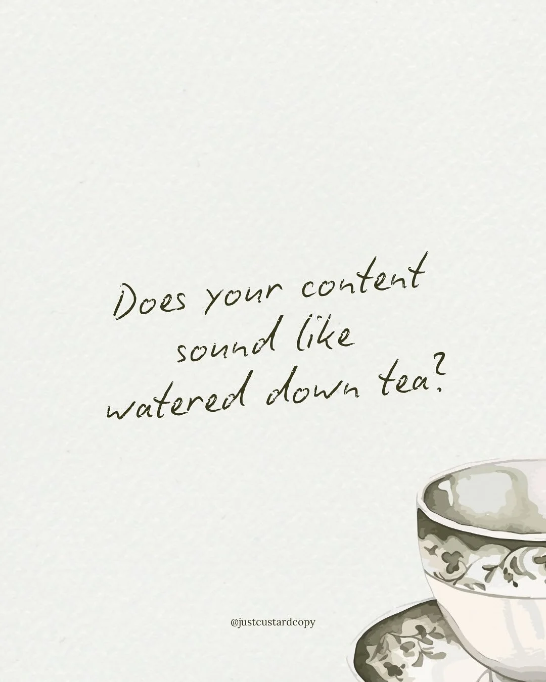 Grey, watery, just not what you want first thing in the morning 👀

Maybe your website feels a little flat

Your captions feel cringe

Or you&rsquo;ve been stuck in the procrastination station for six months. 

You&rsquo;re not alone. 

Most business