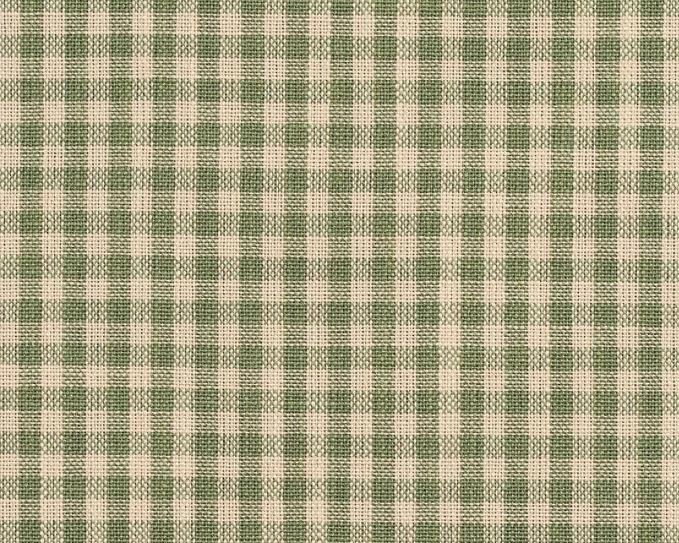 Close-up view of a green and beige checkered or plaid fabric pattern.