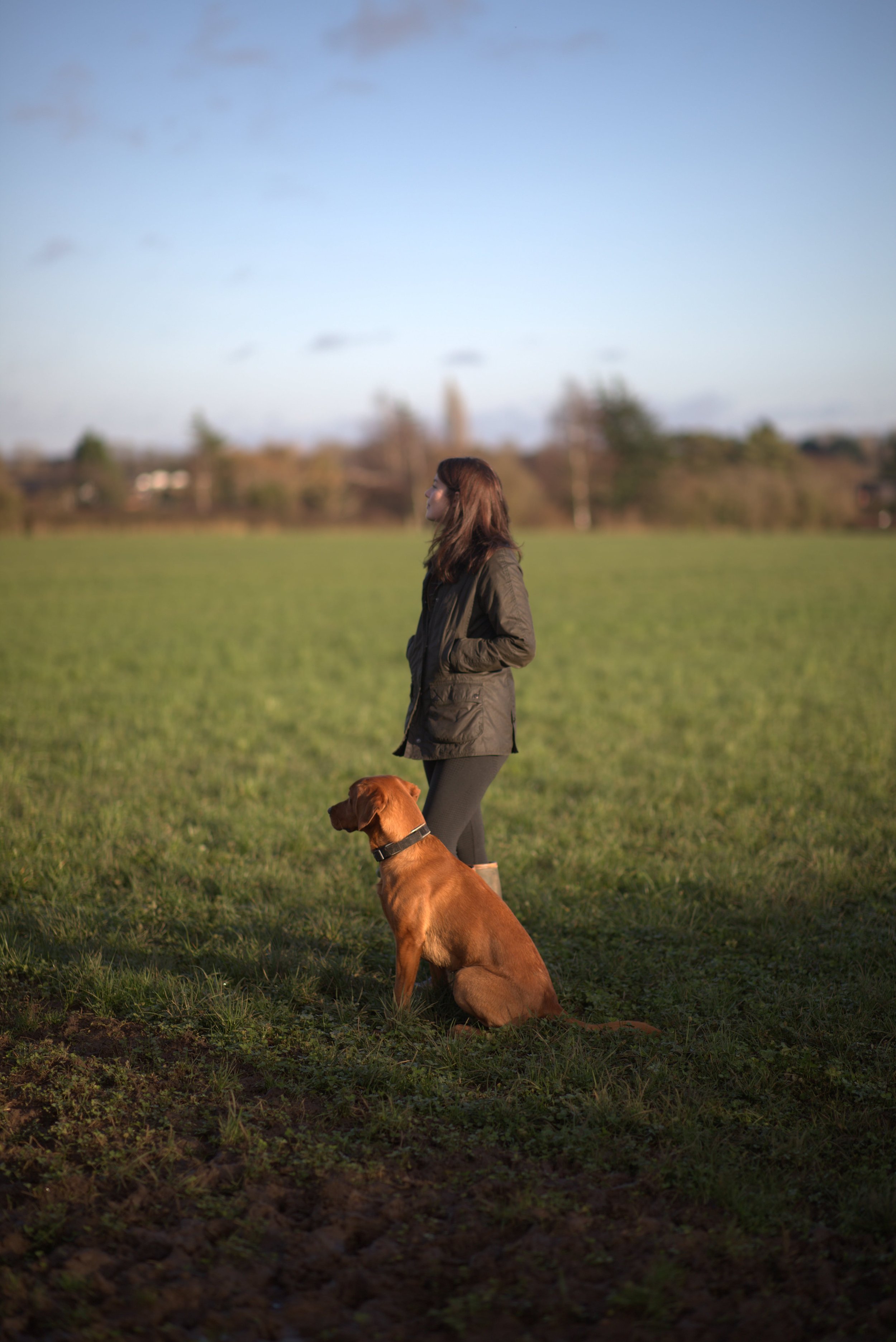 Hols lifestyle copywriter out in the fields with her dog