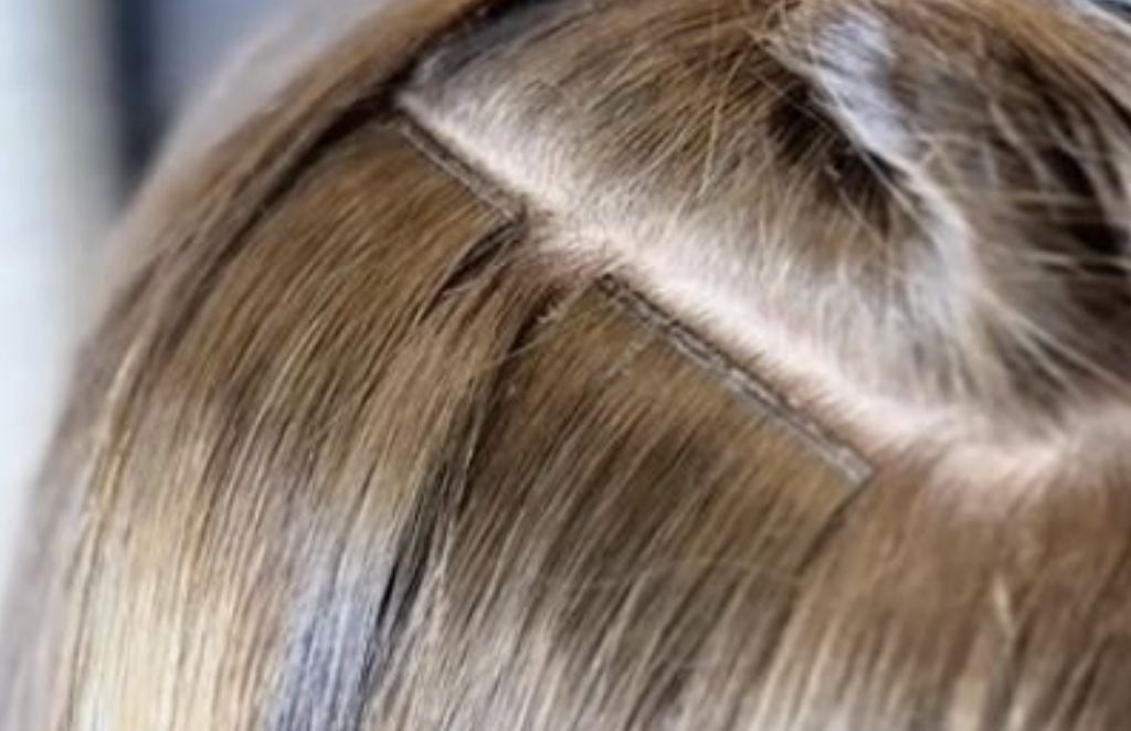 tape in extension close up