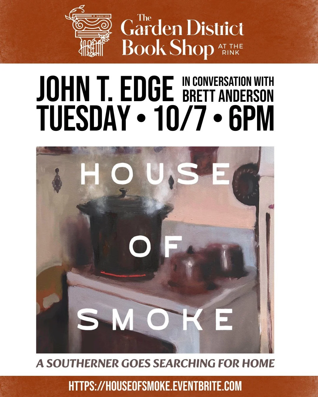 People of NEW ORLEANS come hear me and @brettya1 talk House of Smoke and TrueSouth on October 7 @the.gardendistrictbookshop If you watch @truesouthtv I'll have some TS swag to give winners of a contest that I've yet to make up... Space is limited, re