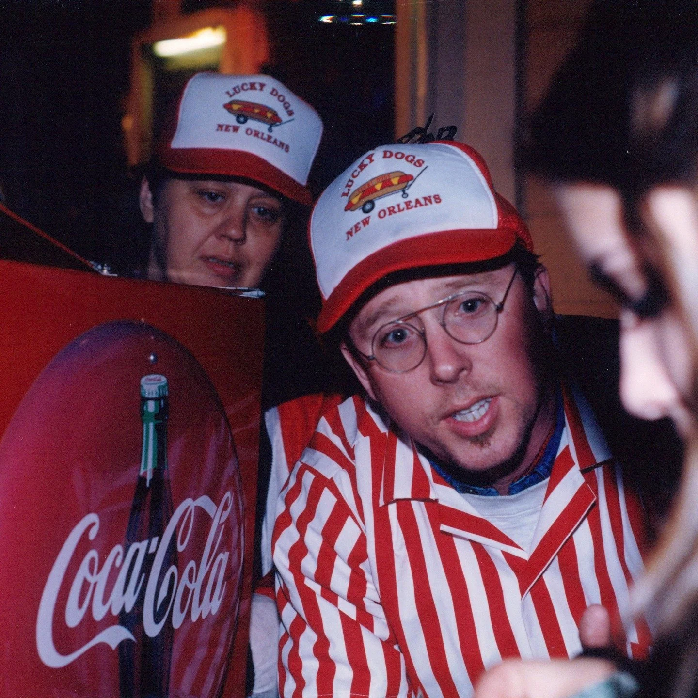 Leading up to NYE 1999, I worked a Lucky Dog cart in New Orleans for a mag assignment. Here's a pic from my time on the street with Alice, the vendor who took me in and protected me from the worst of the drunks. THIS TUESDAY OCT 7 I'll be back in NO 