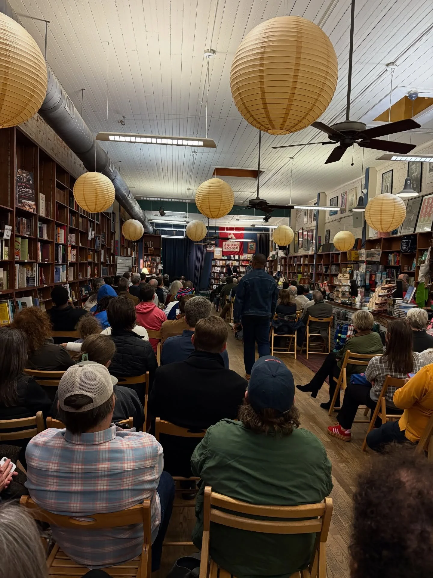 Waaaay up at the front of @squarebooks friends @wrightthompsonbooks and @wreubanks are taking about Ralph&rsquo;s brand new book, When it&rsquo;s Darkness on the Delta. I really do love the way that the people of my town turn out for our writers.