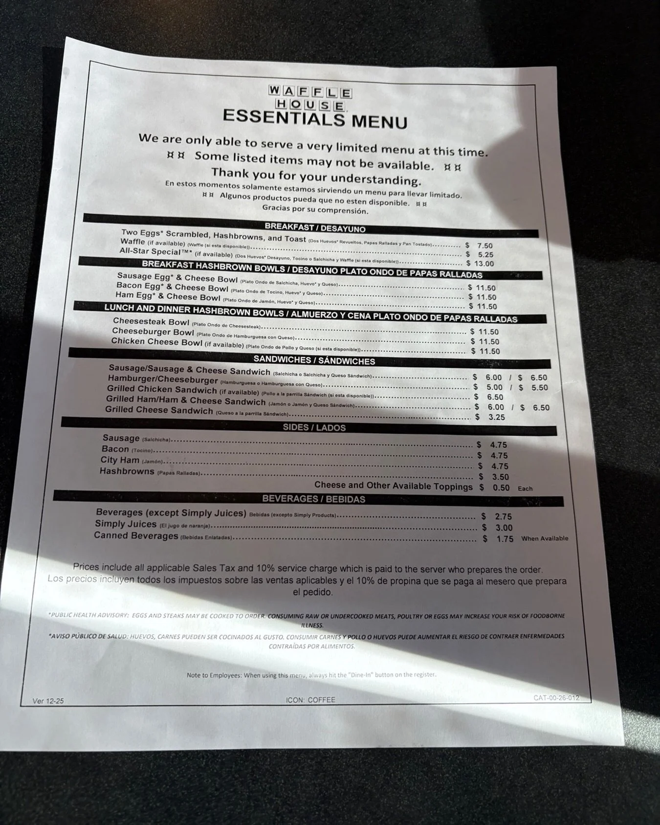 Good light on this @wafflehouseofficial menu. Good food to come. What this menu doesn&rsquo;t show is the joy that this place is giving off. And no line, Oxford friends, as of 1:15. Thanks for feeding us WH!