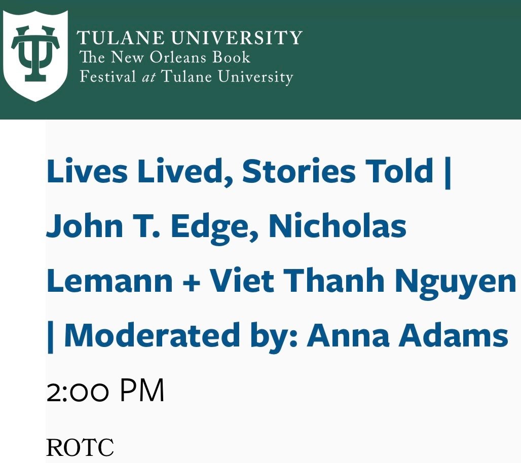 See y&rsquo;all Saturday at Tulane University for the @nolabookfest 2pm in the ROTC bldg.