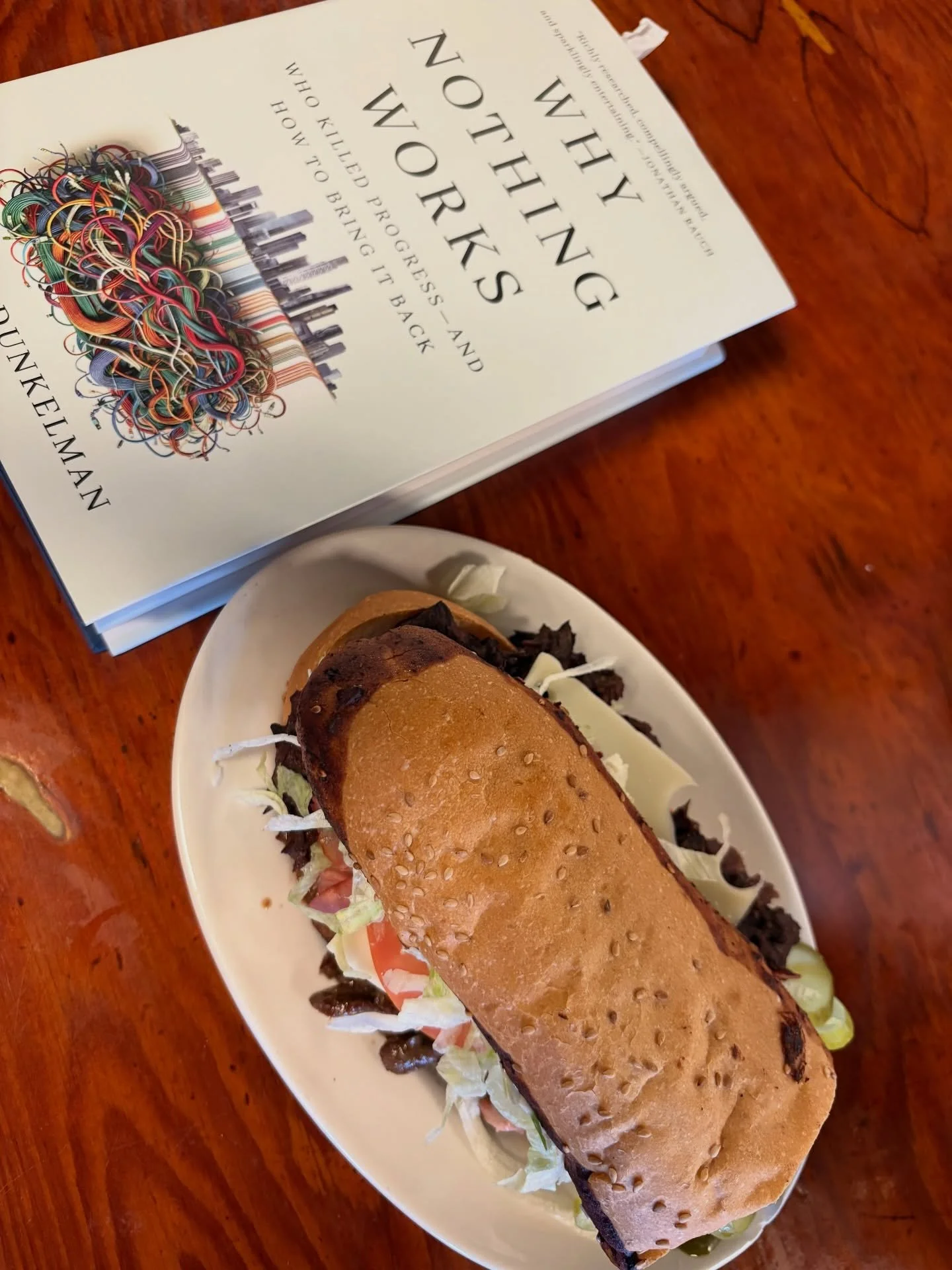 Breakfast read. Thanks for the book, Marc. The opener, you reading Caro&rsquo;s the Power Broker on a train bound for Penn Station, hooked me. 50 pages in. Some of those pages are now gravy splattered.