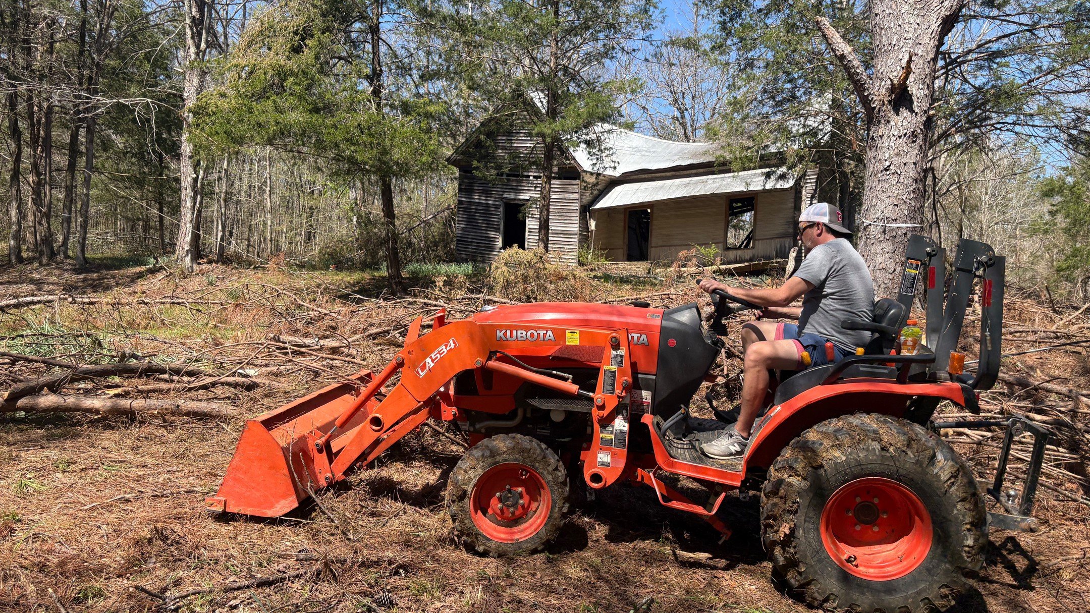 One step closer for Greenfield Farm Writers Residency. This Sunday, Ethan Peterson and Jamie Irby cleaned up the trees that came down during the big ice storm. Thank you gentlemen. Early next month, a team of archeologists and students from @olemiss 