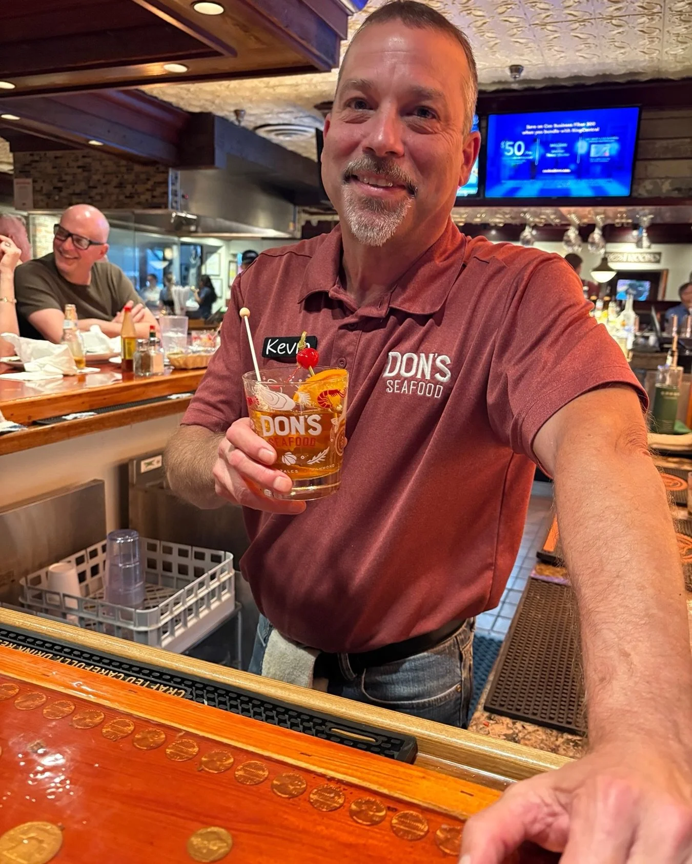 We wrapped our @truesouthtv show set in Rayne, LA, today. On the way home I stopped at Don&rsquo;s Seafood in Lafayette to edit my notes and drink an old fashioned with a rock candy swizzle stick. Kevin Small, a 30-year vet here at Don&rsquo;s, knew 