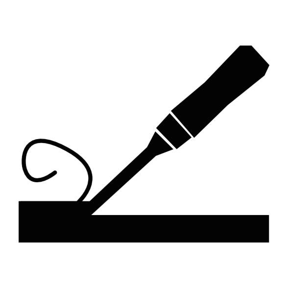 Silhouette of a soldering iron resting on a stand with a coiled wire next to it.