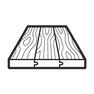 Illustration of a wooden plank showing its top view with wood grain patterns.