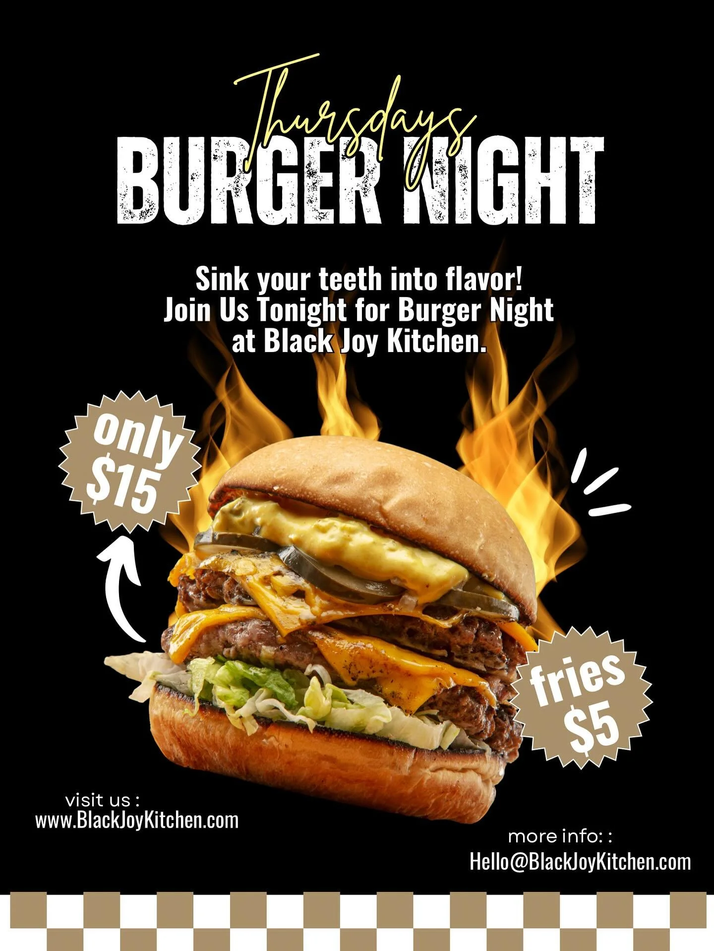 🔥 Islanders + Island Visitors &mdash; It&rsquo;s Burger Night! 🔥 
You asked for that old-school, Black Joy&ndash;style Burger Night &mdash; and oh, we understood the flavor assignment. 🍔✨ 
💛 $15 Burgers &bull; $5 Fries + Sides &bull; $10 Loaded T