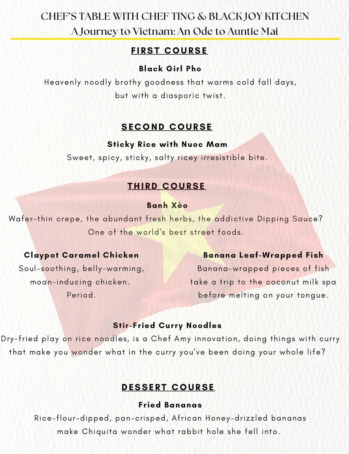 🌏✨ THIS WEDNESDAY &mdash; 11.19 &mdash; Chef&rsquo;s Table Dinner Series ✨🌏 A Journey to Vietnam: An Ode to Auntie Mai  6PM SHARP ⏰ | Limited seating &mdash; reservations always disappear fast!
 Snag your spot at Resy.com or hit the #linkinbio 🎟️?