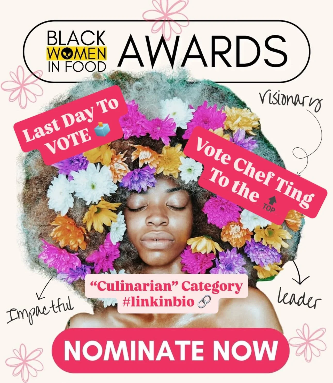 🚨 LAST DAY TO VOTE 🚨
 Today is the LAST DAY to vote + nominate 👩🏾&zwj;🍳 Chef Ting for the 
🌟 @blackwomeninfood Awards 🌟

🏆 Culinarian Category
🗳️ Vote today 🔗 Link in bio | www.blackwomeninfood.org/awards 📅 Deadline: TODAY &mdash; Jan 31

